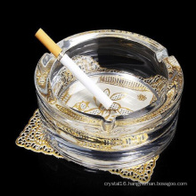 Wholesale Round Glass Crystal Cigar Ashtray for Home Decoration